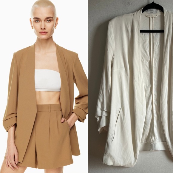 Aritzia Jackets & Blazers - Aritzia Babaton Sz 14 Power Hip Off White Open Front Blazer